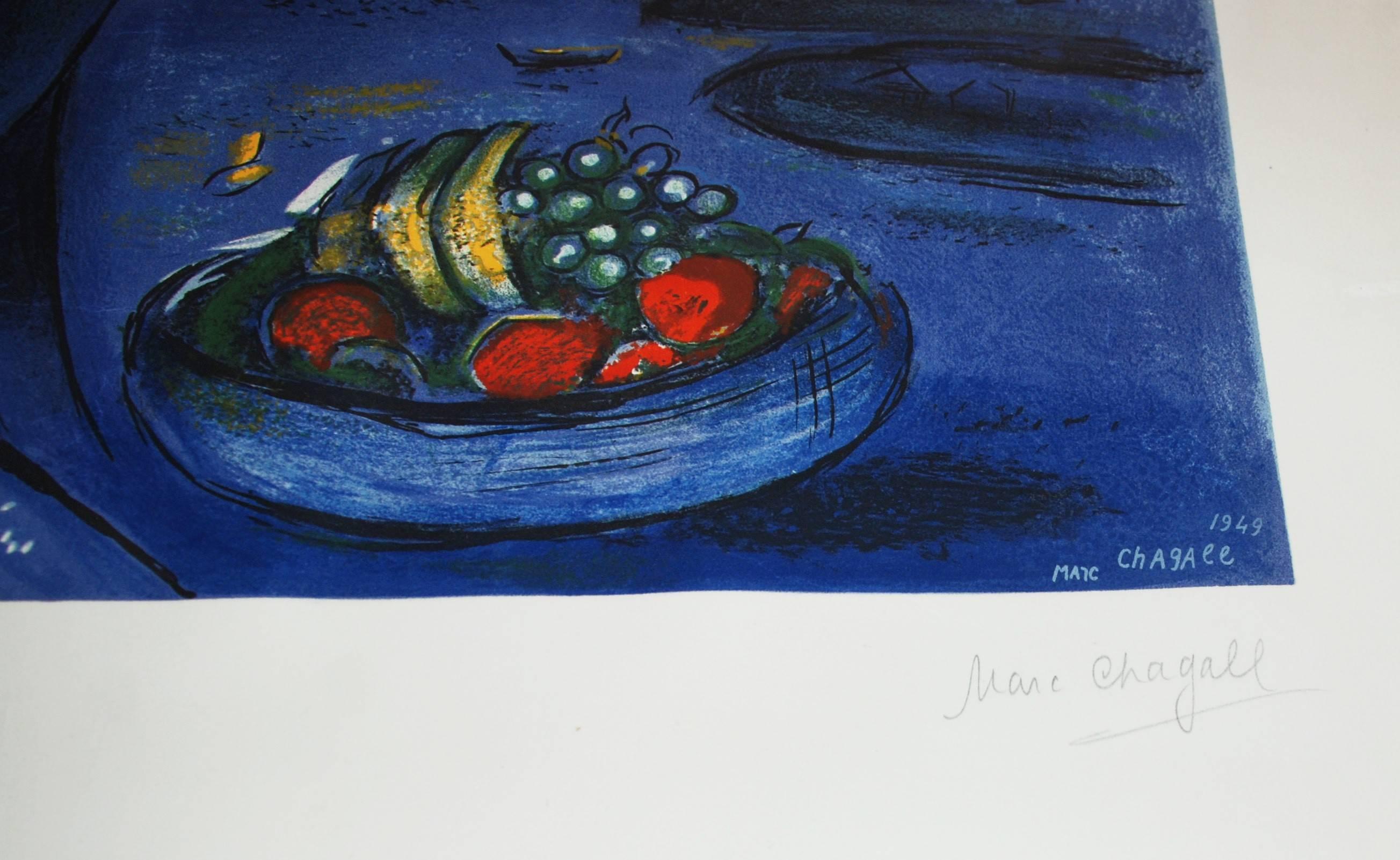 Saint Jean Cap-Ferrat - Blue Portrait Print by (after) Marc Chagall