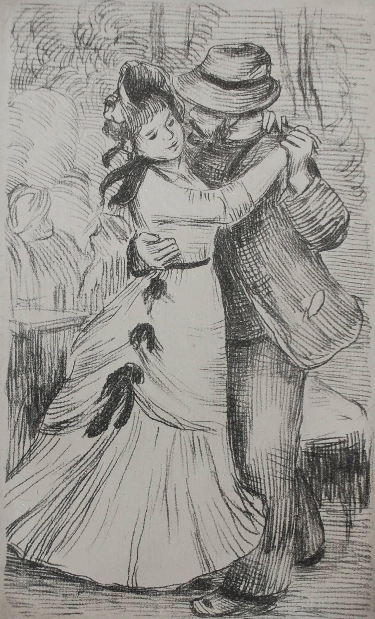 La Danse a la Campagne (2nd Plate) - Gray Figurative Print by Pierre-Auguste Renoir