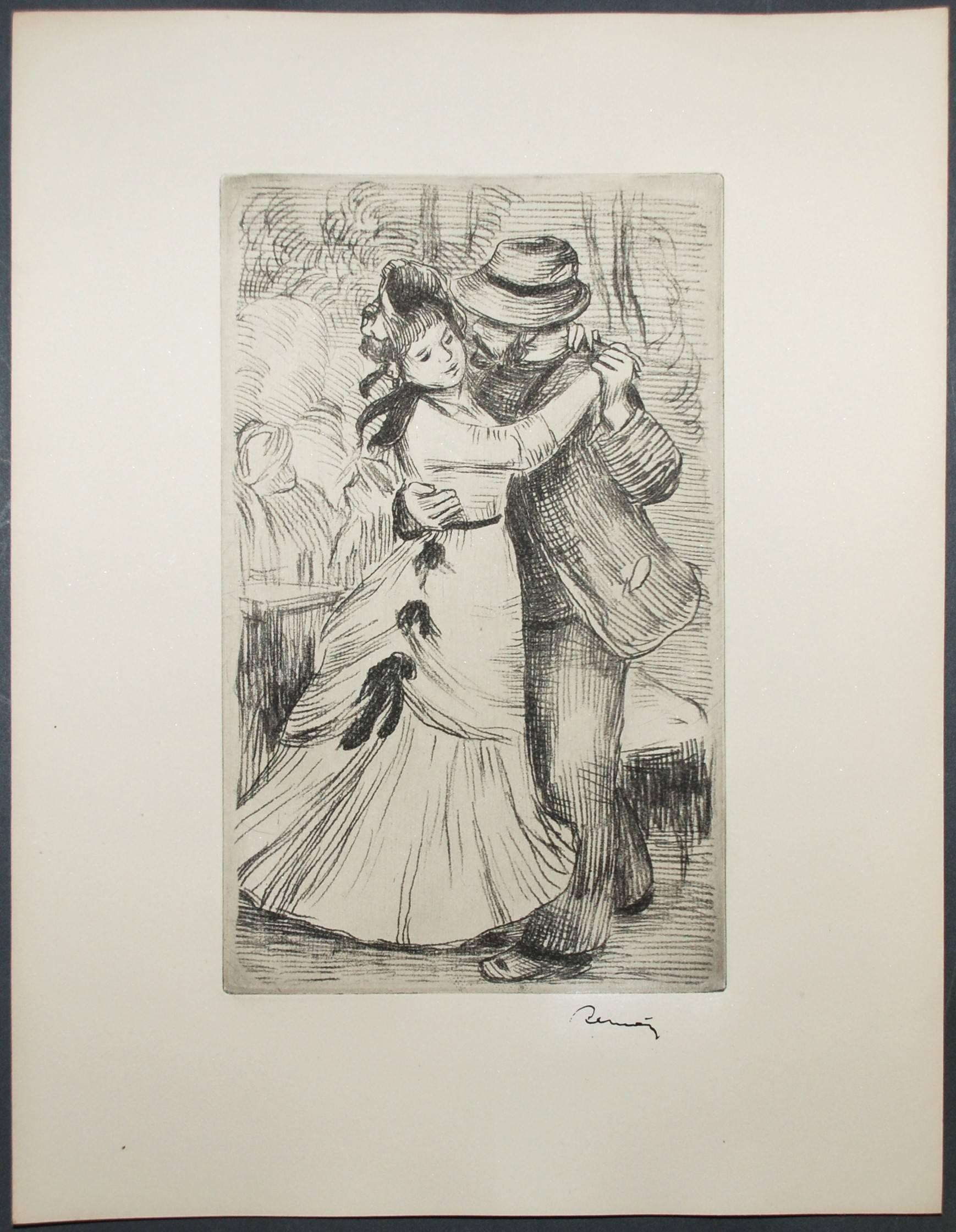 Artist: Pierre-Auguste Renoir
Medium: Original etching
Title: La Danse a la Campagne (2nd Plate)
Year: 1890
Framed Size: 20 1/2 x 17 inches
Sheet Size: 13 x 10 inches
Reference: Delteil 2
Signed: Stamped signature