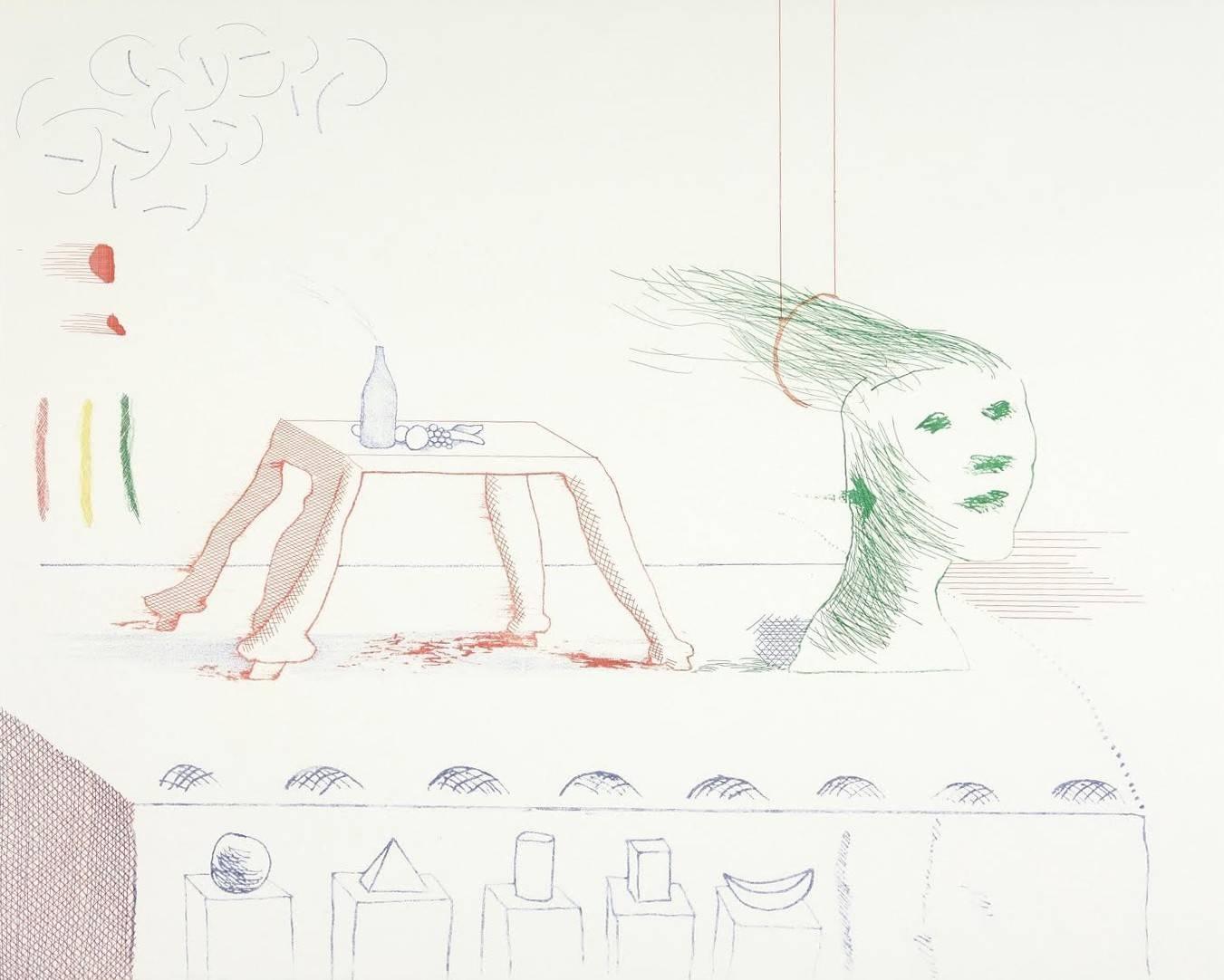 David Hockney Still-Life Print - A Moving Still Life