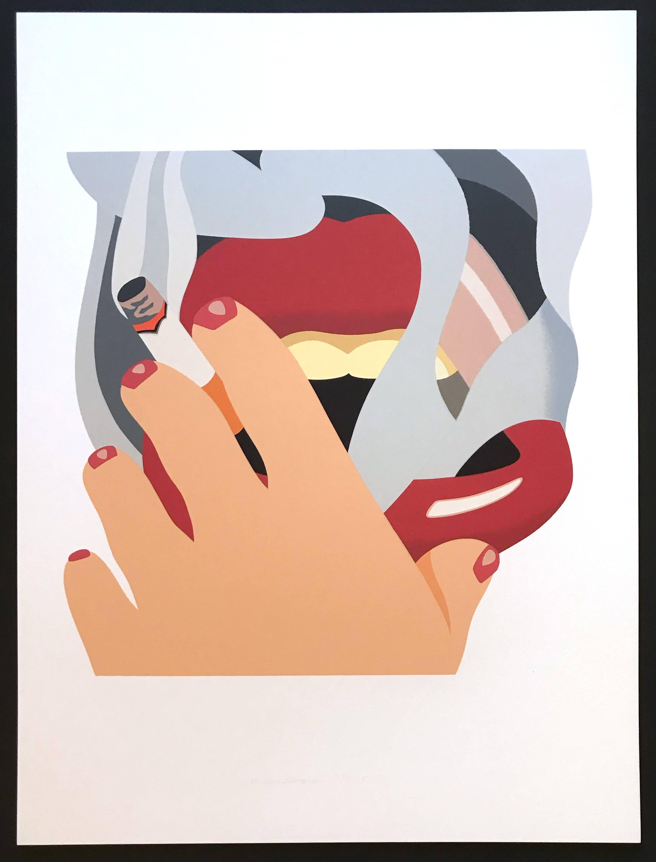 Smoker - Beige Portrait Print by Tom Wesselmann
