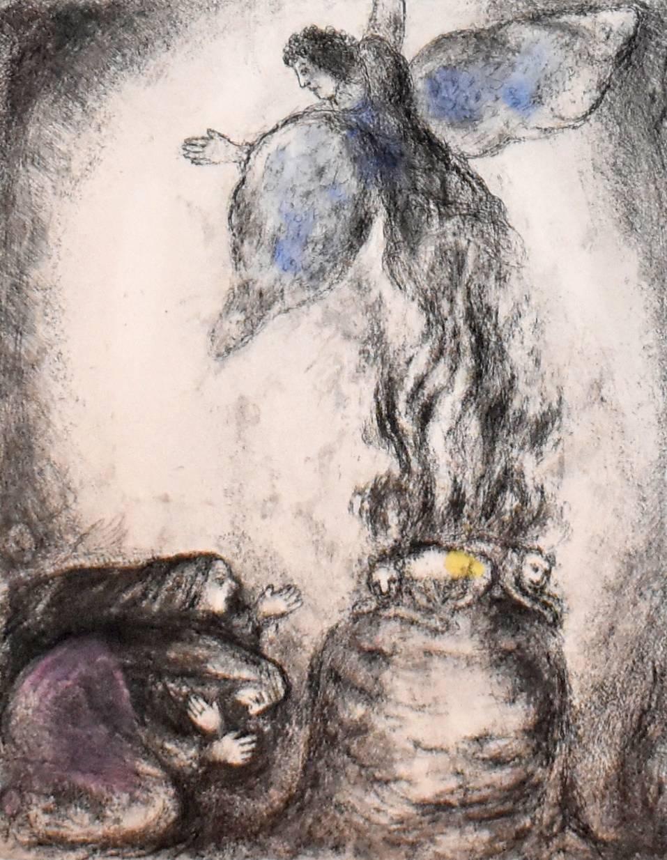 Marc Chagall Figurative Print - Sacrifice of Manoah (Plate 53)