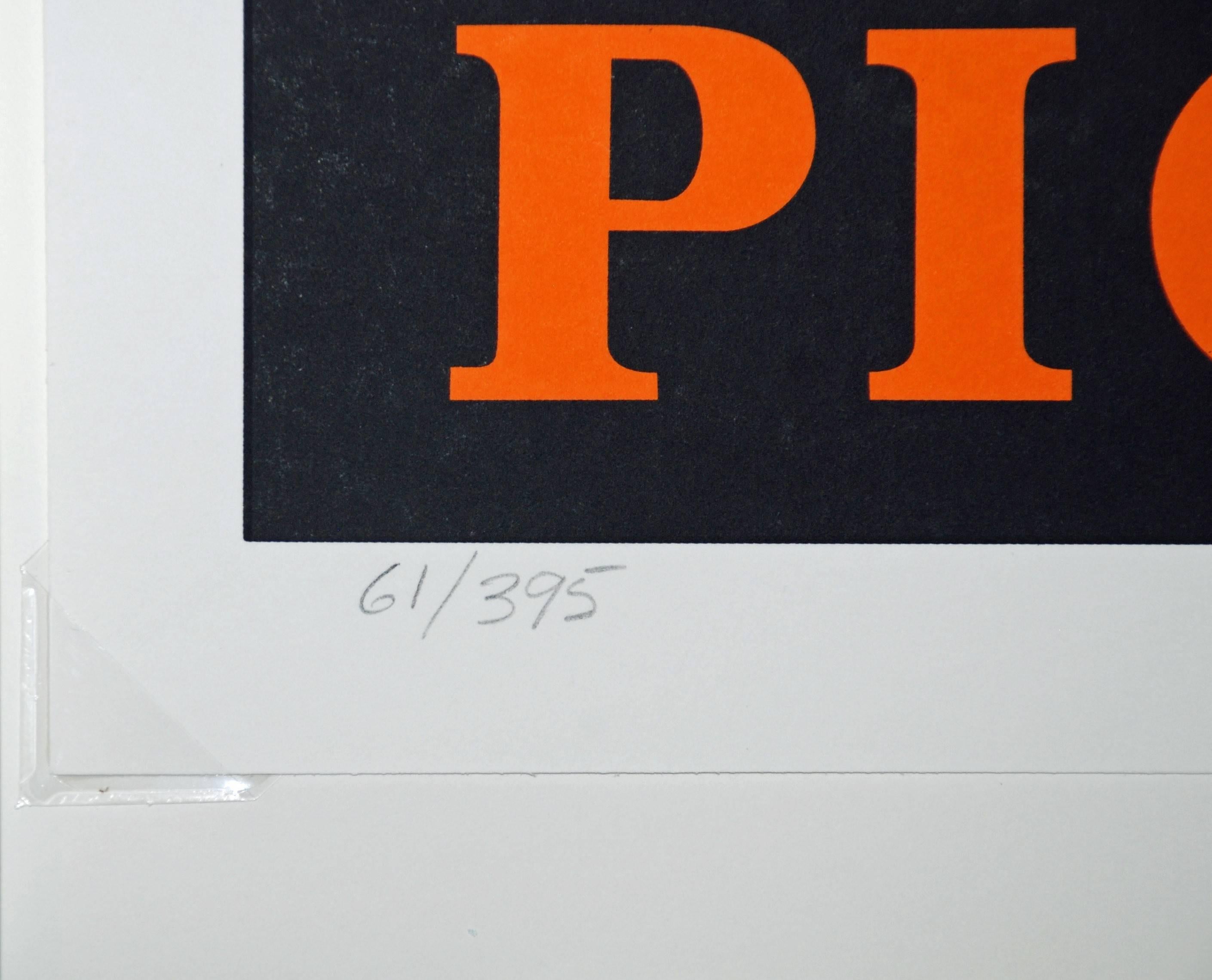 Artist: Robert Indiana
Medium: Original serigraph
Title: Picasso
Portfolio: The American Dream
Year: 1997
Edition: 61/395
Framed Size: 26 3/8