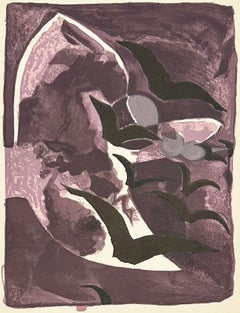 Litografía de Georges Braque, estilo moderno, 1964, «Les Oiseaux de Nuit»