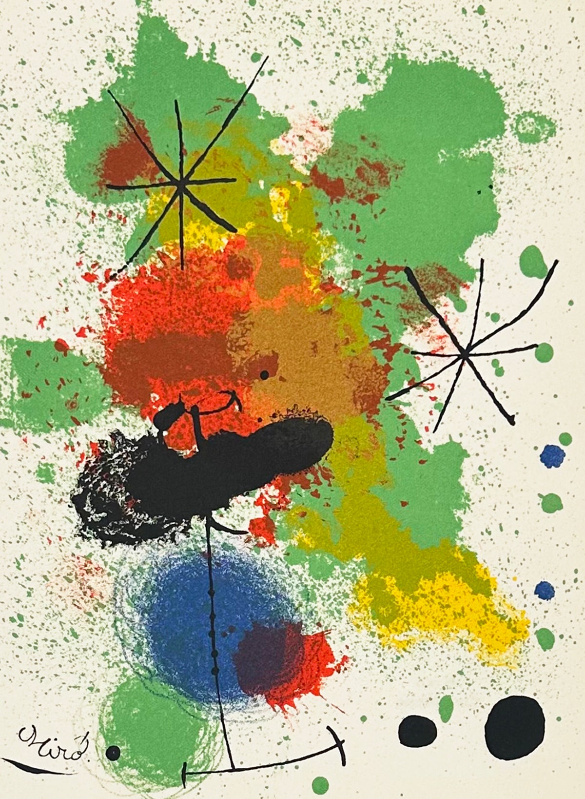 Lithographie, Joan Miró, signée, 1964, Composition