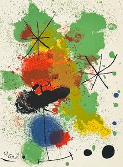 Lithografie, Joan Miró, signiert, 1964, Komposition