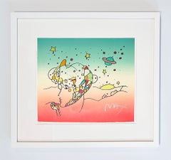 Peter Max – Einzigartiges Aquarell, 1990, signiert, „Cosmic Profile“