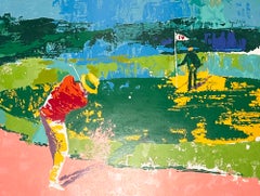 Serigrafía de LeRoy Neiman sobre golf, 1972, firmada, con algunas desconchaduras