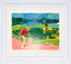 Serigrafía de LeRoy Neiman sobre golf, 1972, firmada, con algunas desconchaduras
