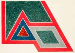 Lithographie de Frank Stella, abstraite, 1974, signée à la main au crayon, Sanbornville