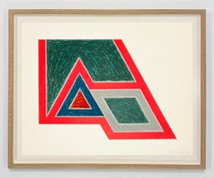 Lithographie de Frank Stella, abstraite, 1974, signée à la main au crayon, Sanbornville