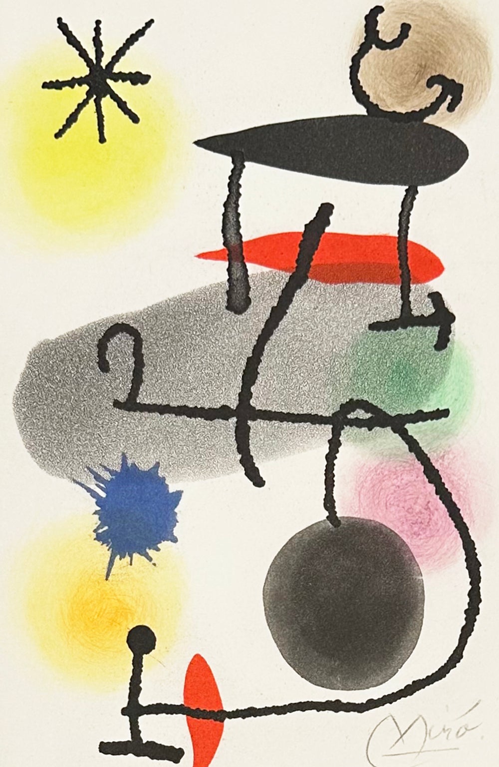 Joan Miró Print - Joan Miro Color Etching, Signed, Abstract Style, 1966, Le Dedans Le Dehors