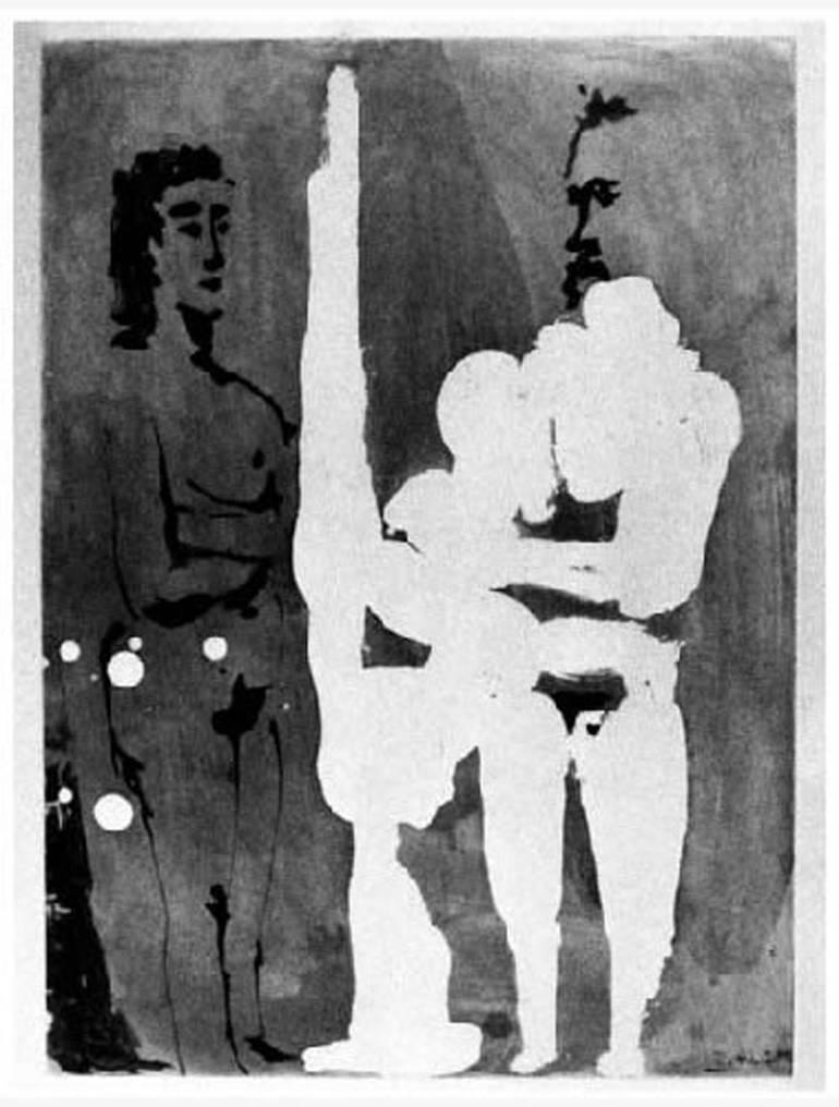 Pablo Picasso Figurative Print - Peintre Debout a son Chevalet, avec un Modele, from Sable Mouvant