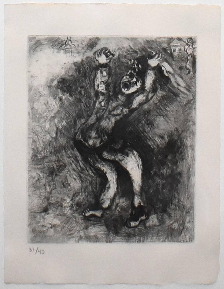 The Eccentric Who Sells Wisdom - Gray Figurative Print by Marc Chagall