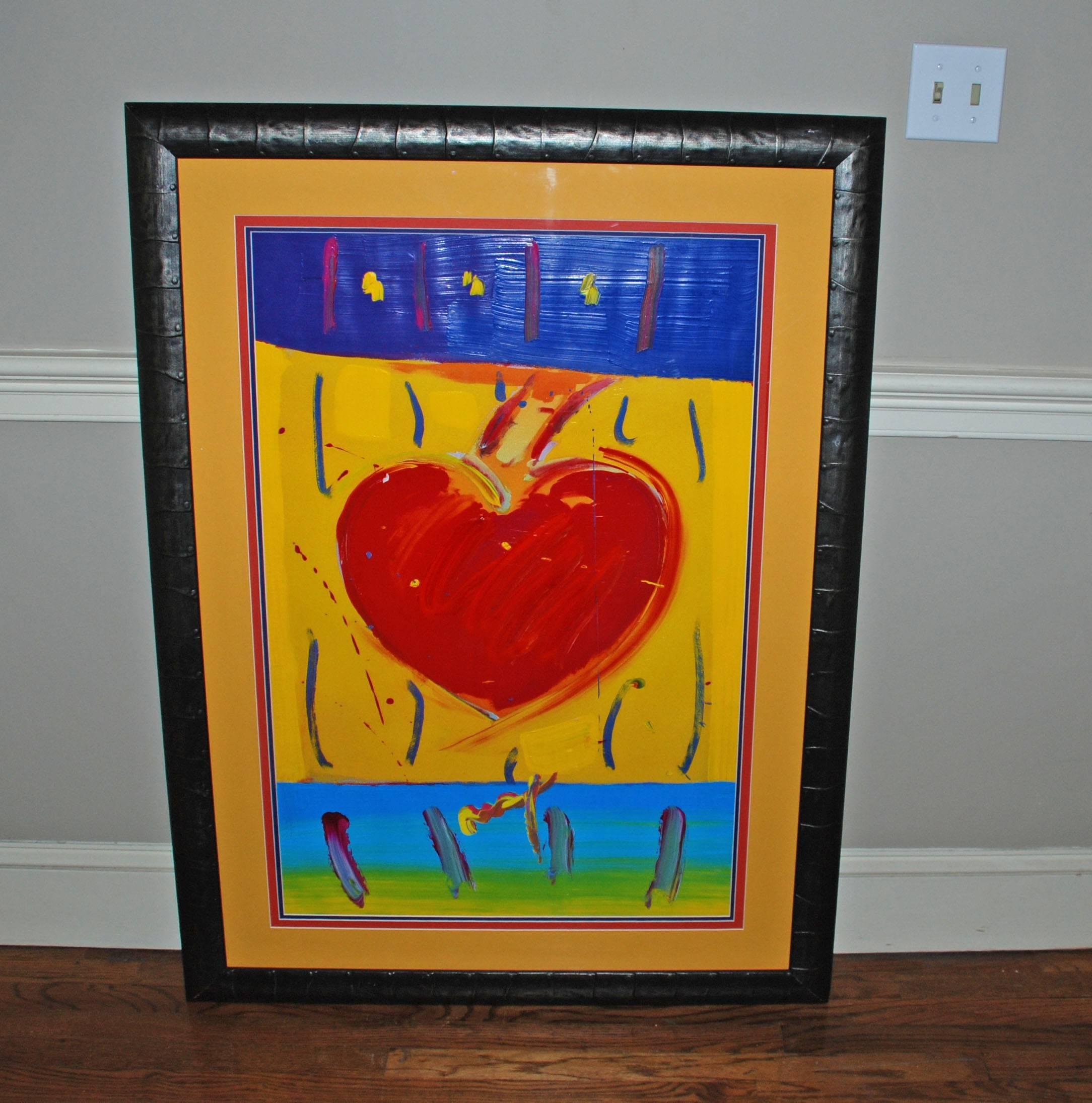 Artist: Peter Max
Medium: Acrylic on paper
Title: Lotta Love
Edition: Unique
Framed Size: 35 x 48 inches
Sheet Size: 25 x 37 inches
Signed: Signed in acrylic paint