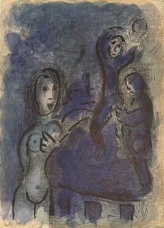 Marc Chagall Lithograph from Drawings for the Bible, 1960, Rahab & Spies Jericho