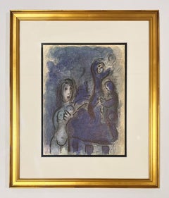 Marc Chagall Lithograph from Drawings for the Bible, 1960, Rahab & Spies Jericho