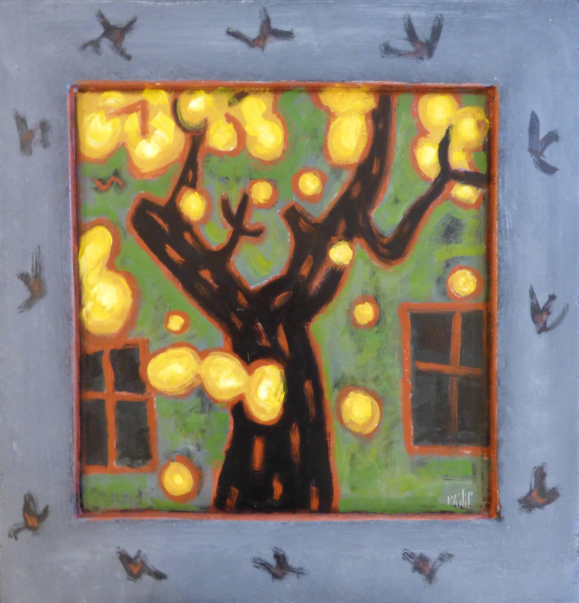 Philip Barter Landscape Painting - Falling Leaves