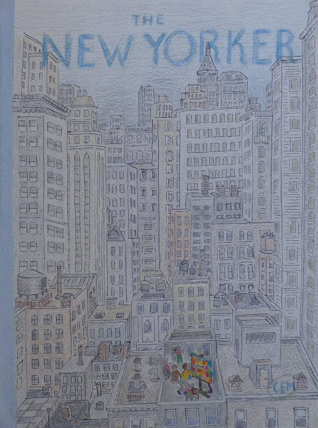 Charles Martin Landscape Painting - New Yorker Cover, Roof-Top Painter