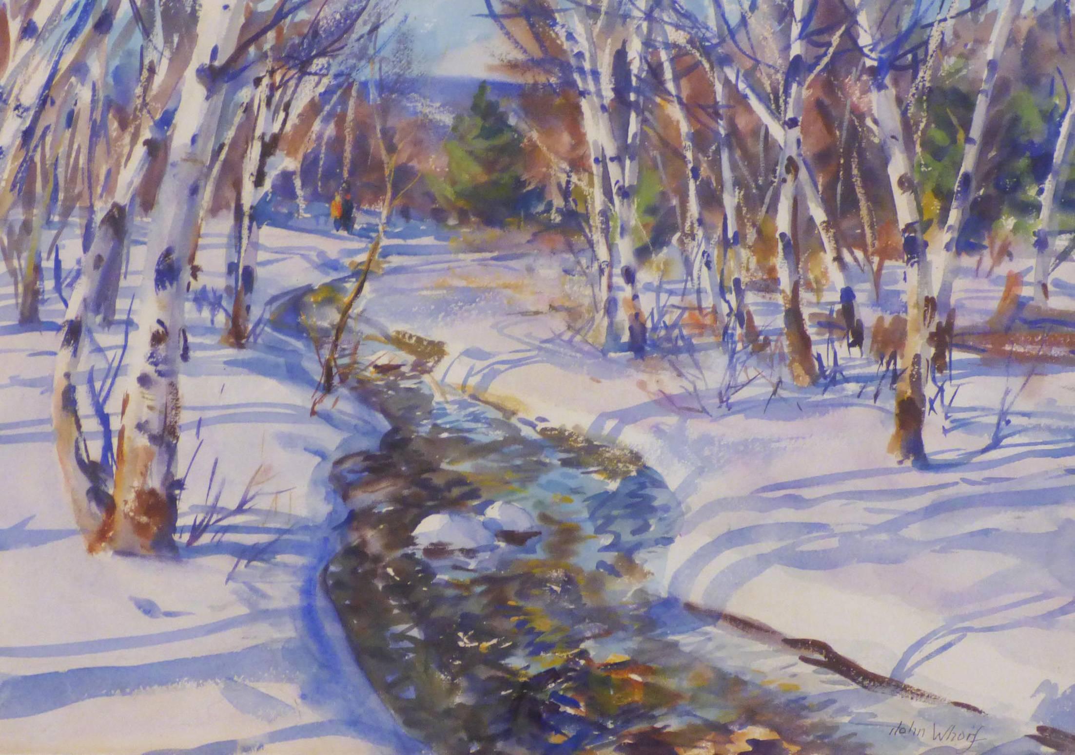 Birches in Winter - Painting by John Whorf