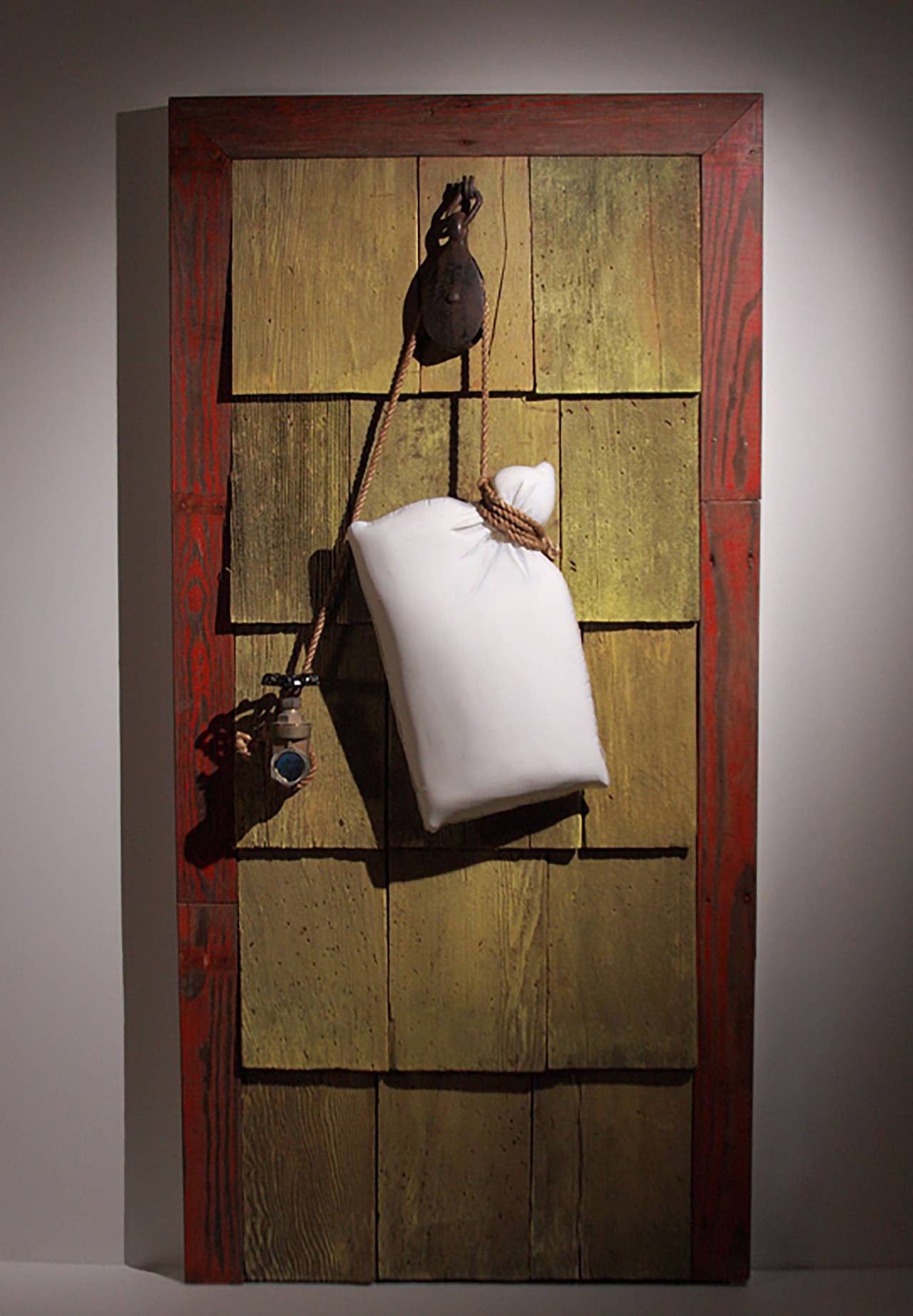 Jeff Ballard Still-Life Sculpture - "THE HOUSE OF FAULTY LOGIC" - surrealist sculpture with hand blown glass pillow