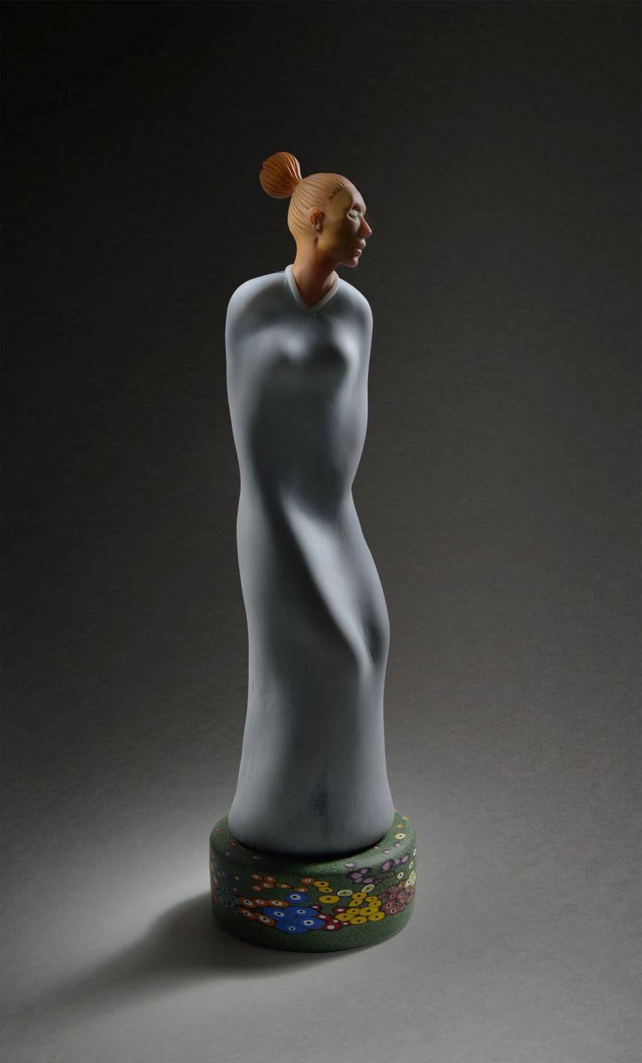 Ross Richmond Figurative Sculpture - DANCER - hot sculpted and blown glass sculpture of a dancing woman