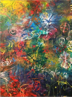 SONG OF REDEMPTION 2 - abstract green, blue, red, yellow painting