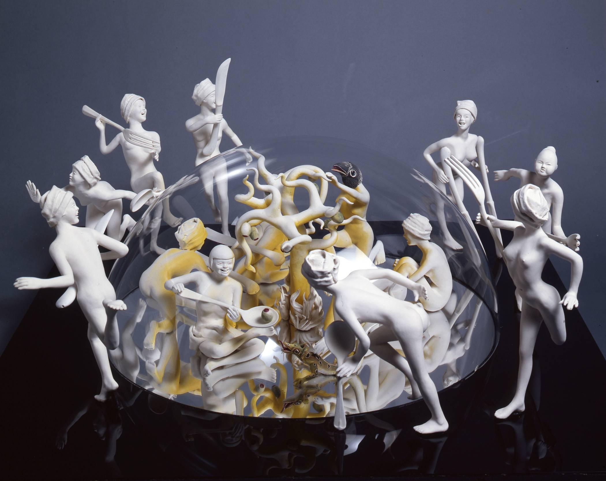 Patti Warashina Bauer Figurative Sculpture - Forbidden Fruit