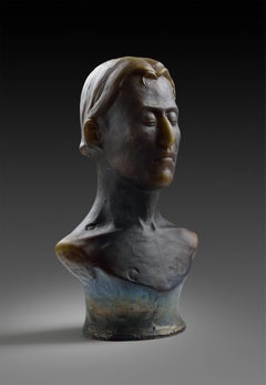 PORTRAIT OF A YOUNG MAN - one-of-a kind mold blown glass bust of a young fman