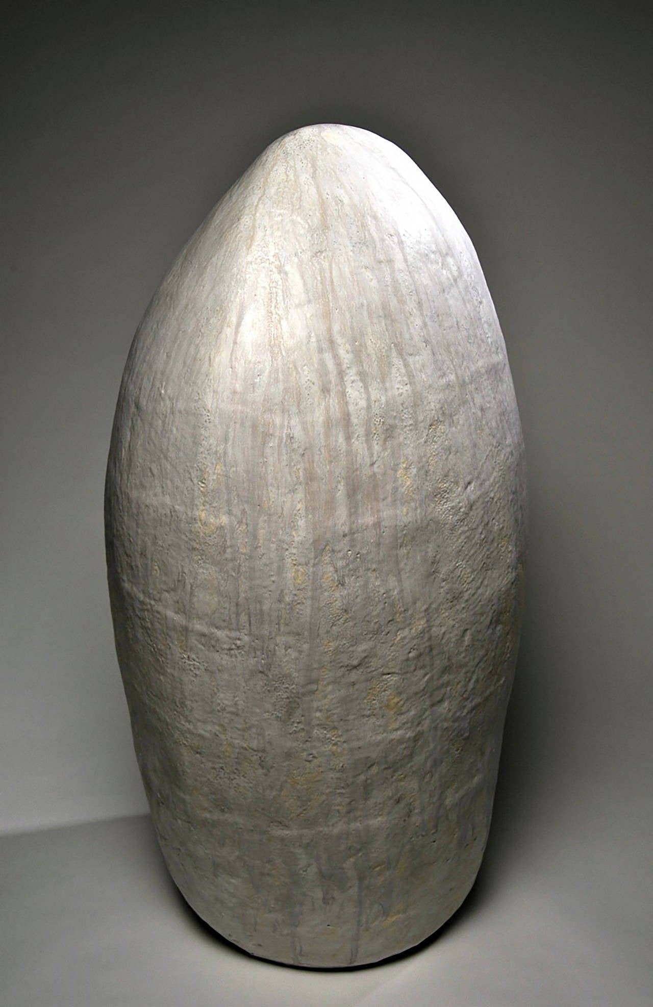 Ann Mallory Abstract Sculpture - "MEMORY STONE #5" - large white hand-made ceramic monolith (indoor or outdoor)