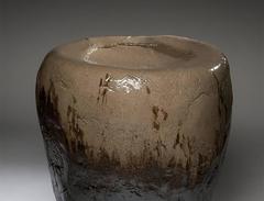 "CONTEMPLATION VESSEL #135" - hand-made brown ceramic vessel 20 inches tall