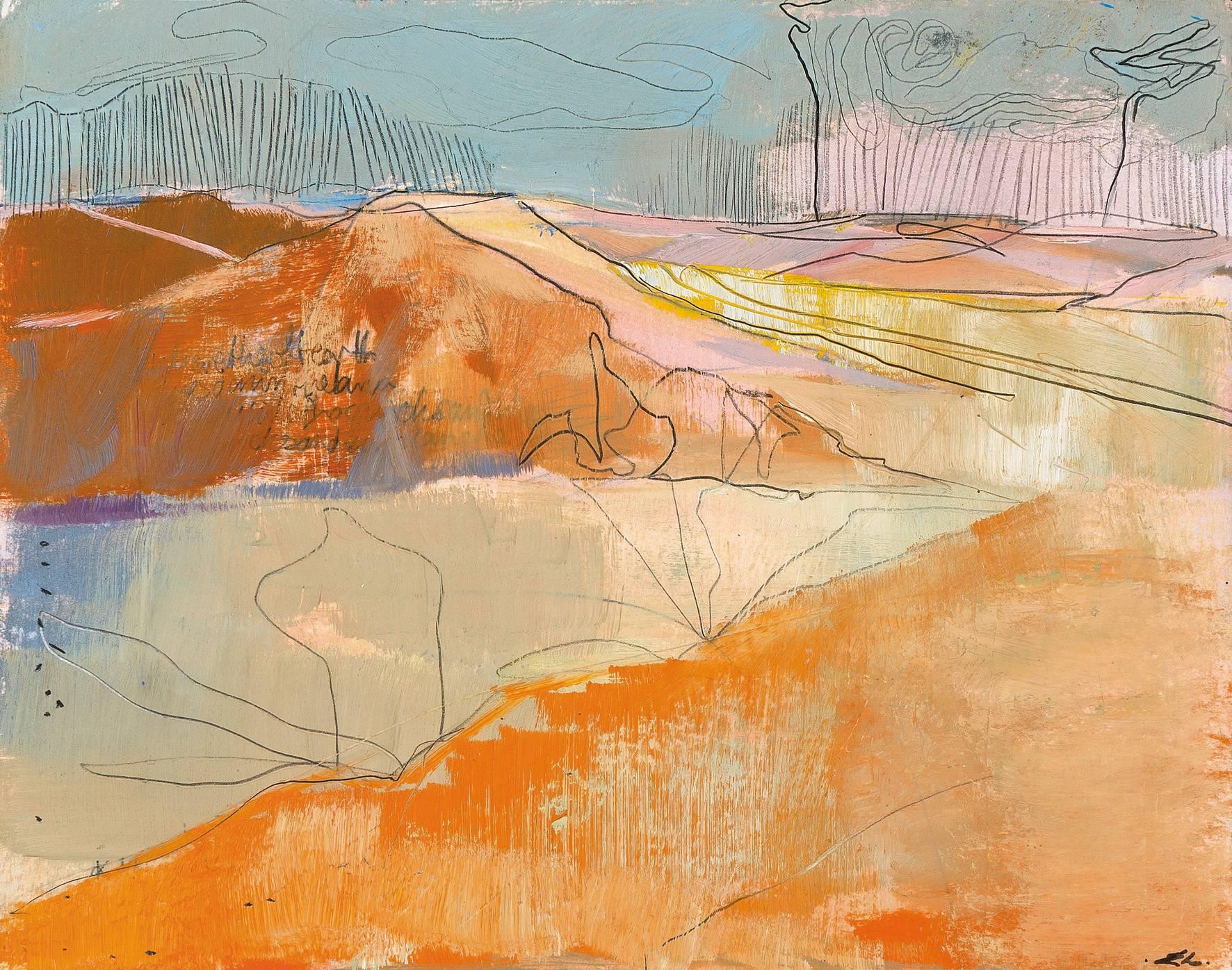 Emily Lamb Landscape Painting - Energy lines sketch 