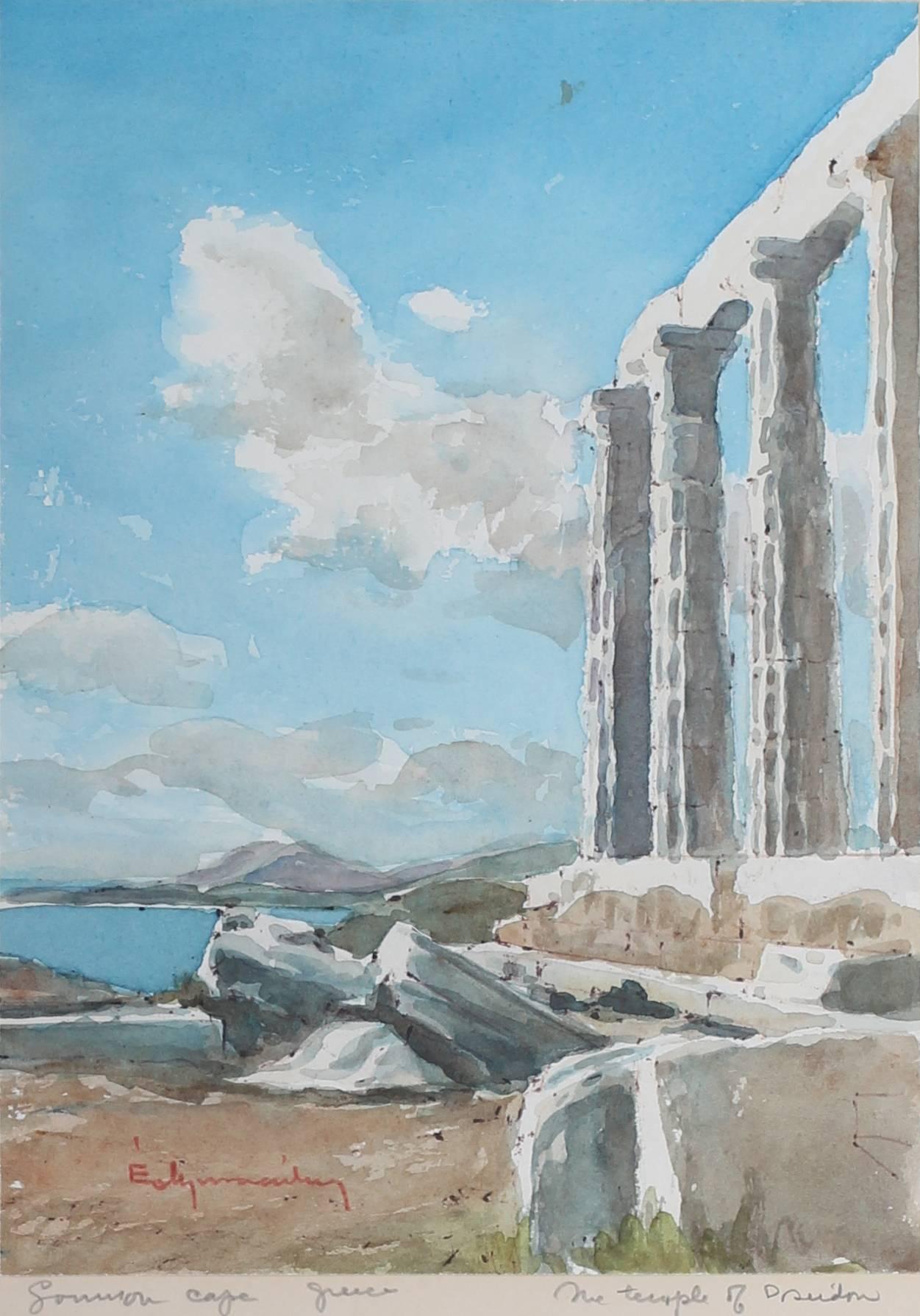 Unknown Landscape Art - TEMPLE OF POSEIDON AT SOUNION CAPE, GREECE