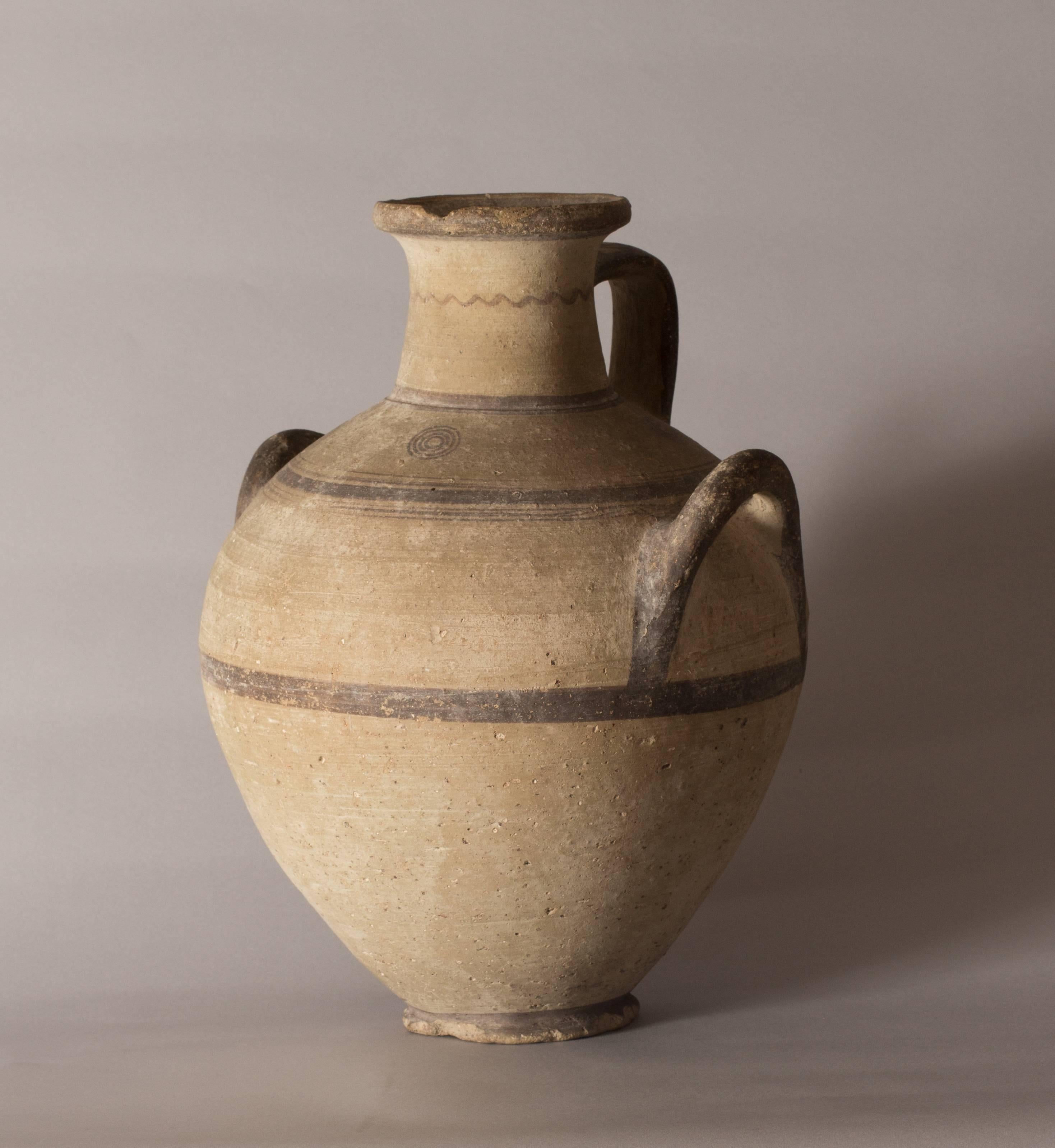A CYPRIOT IRON AGE POTTERY HYDRIA, C. 1050 - 850 B.C., CYPRO-GEOMETRIC - Art by Unknown
