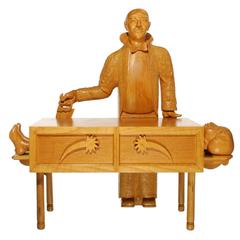 The Magician Wood Carved Figural Sculpture by Floyd Shaman