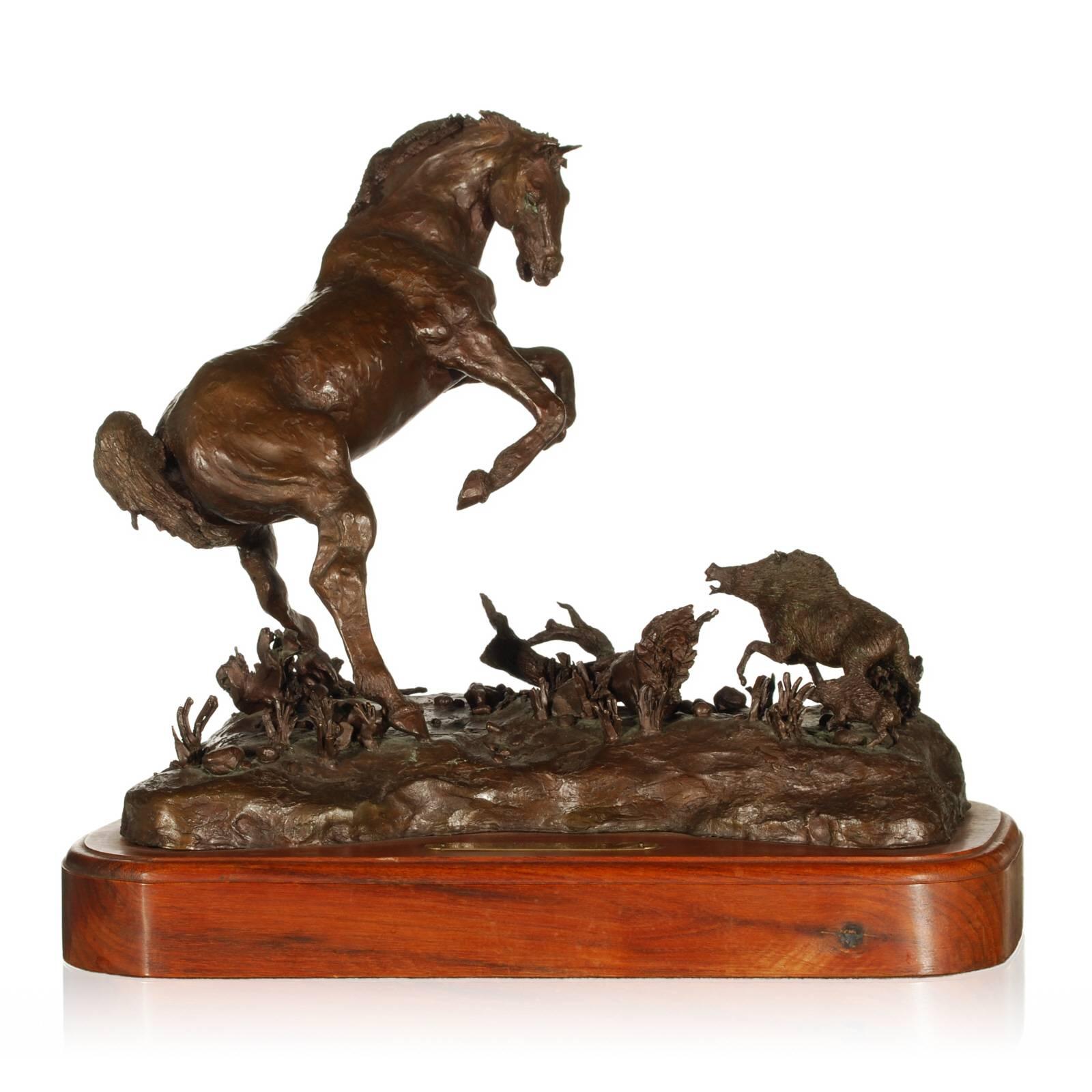 Dana Jean McLeod Figurative Sculpture - Mother Trouble Bronze Horse Sculpture by Dana McLeod