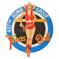 TEXAS DOLL Nose Art Signed Original Pinup Illustration Art on Board