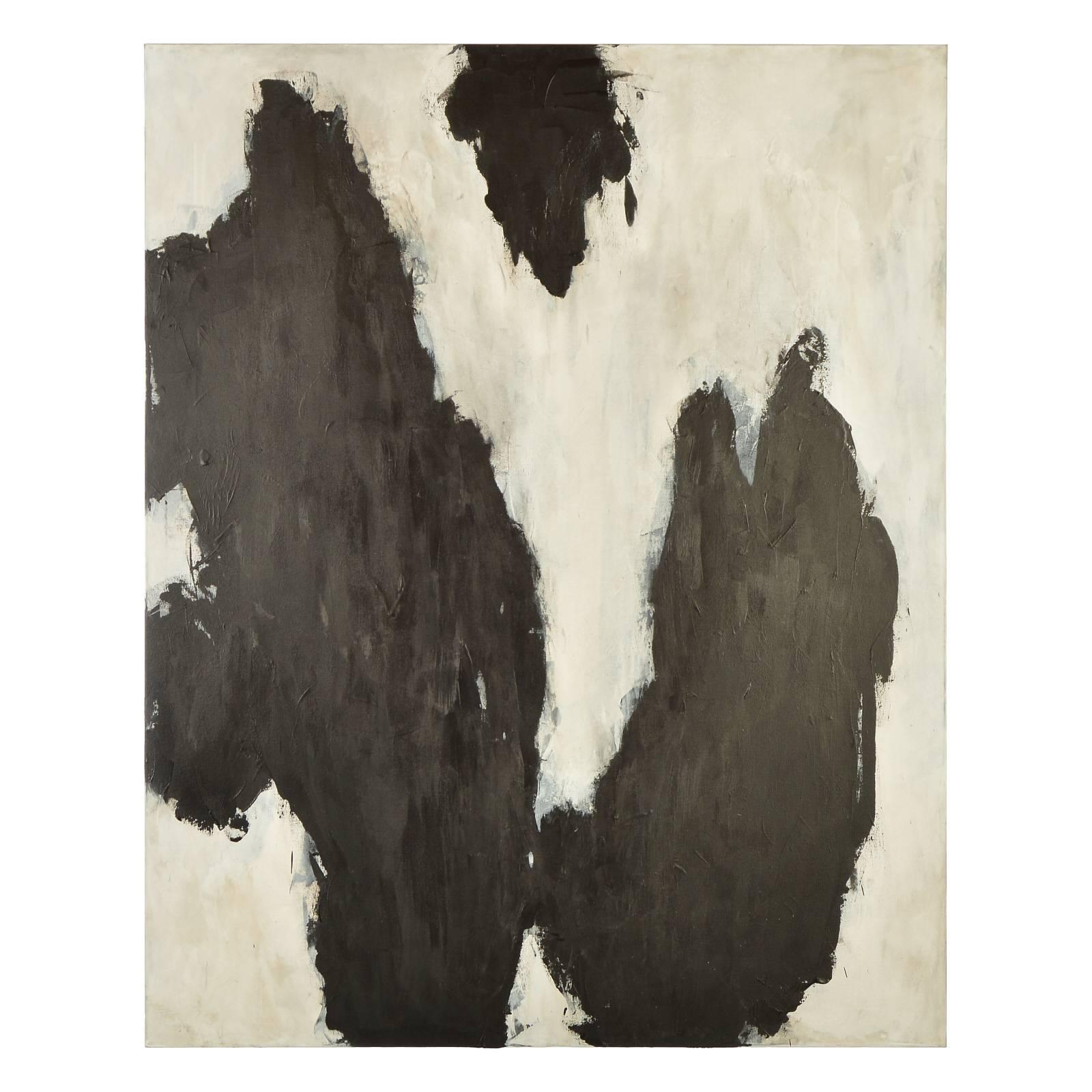 Stephen Hansrote Abstract Painting - Untitled 2016-2 Black and White Abstract Signed Original Painting