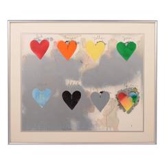 8 Eight Hearts Lithograph