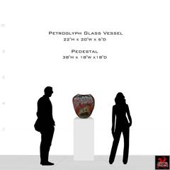 Monumental Petroglyph Art Glass Vessel by William Morris