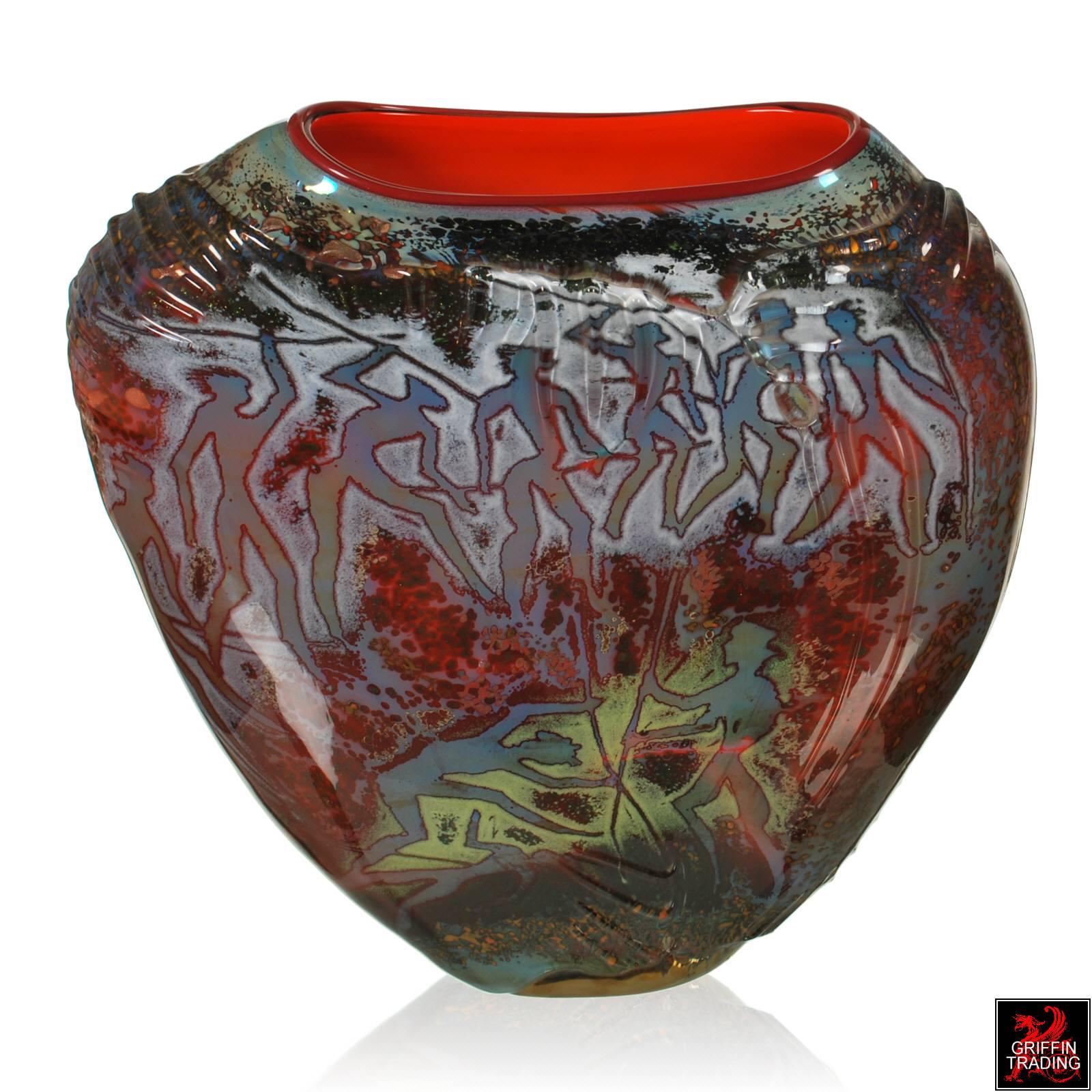 Monumental Petroglyph Art Glass Vessel by William Morris For Sale 2