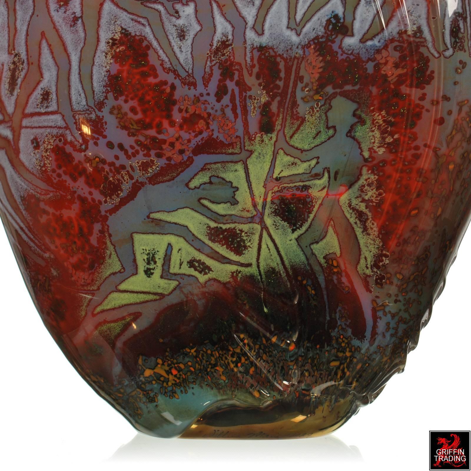 Monumental Petroglyph Art Glass Vessel by William Morris For Sale 5