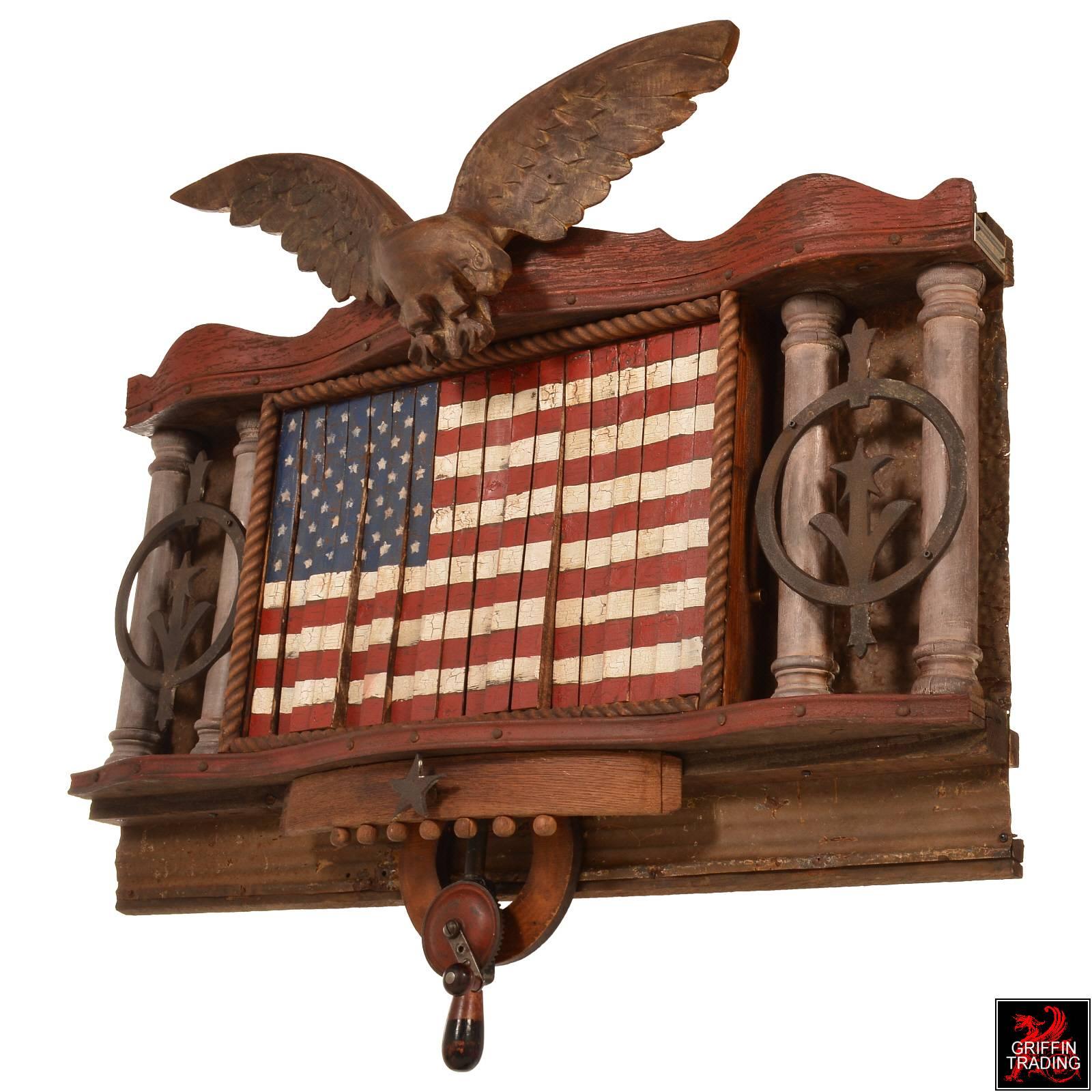 FOREVER SHE WAVES #2 Mechanical American Flag with Eagle For Sale 1