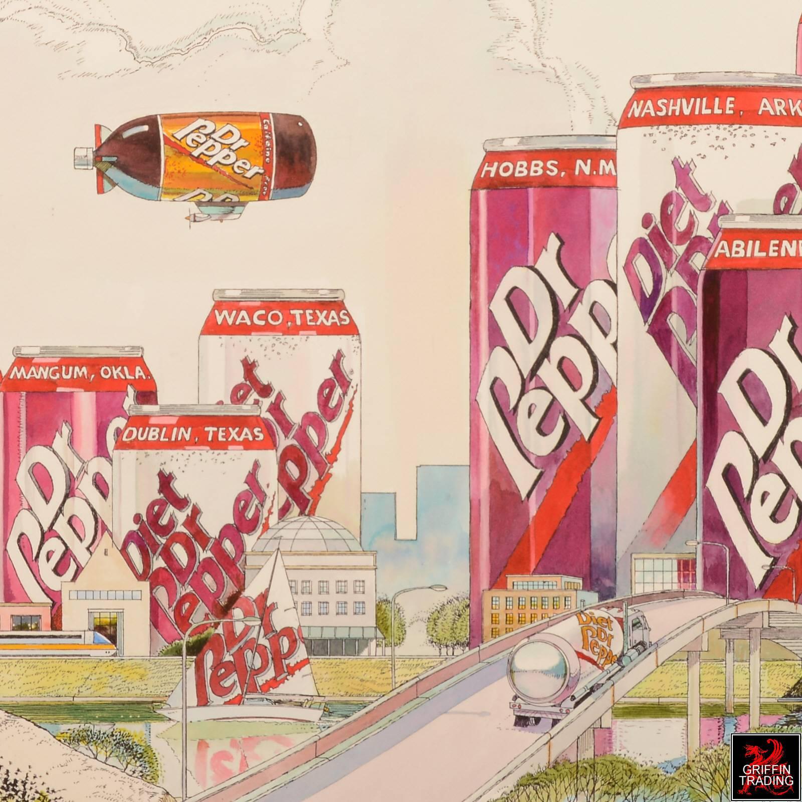 Dr Pepper Metropolis Signed Original Illustration Art For Sale 1