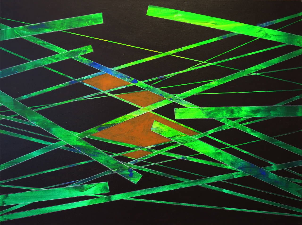 Osvaldo Romberg Abstract Painting - Black Constellation (Green)