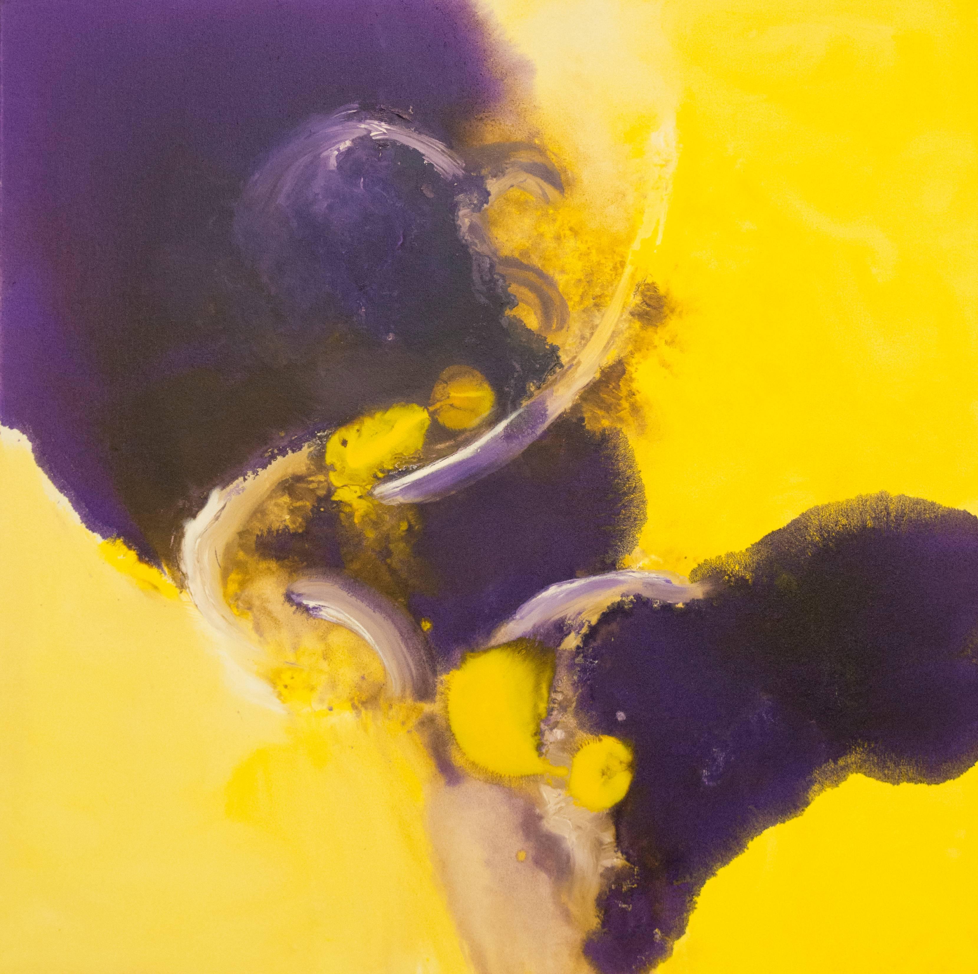 Aleta Pippin Abstract Painting - Flood of Purple & Yellow