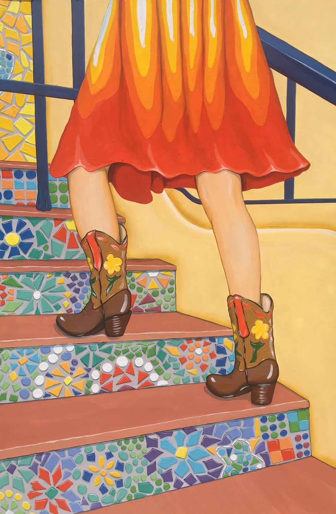 Elizabeth Hahn Figurative Painting - Miraculous Staircase