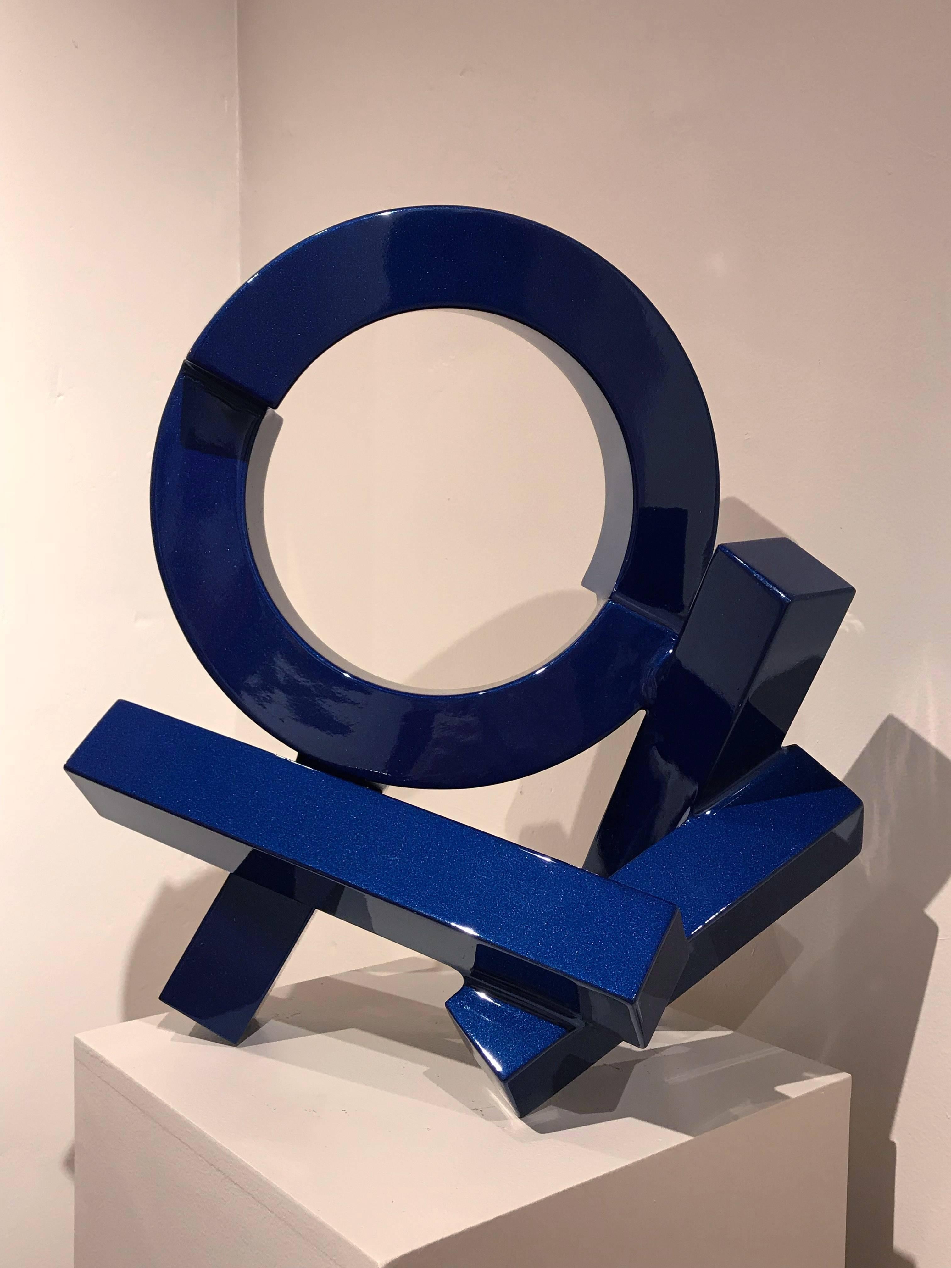 Rob Lorenson Abstract Sculpture - Blue Quadrilateral