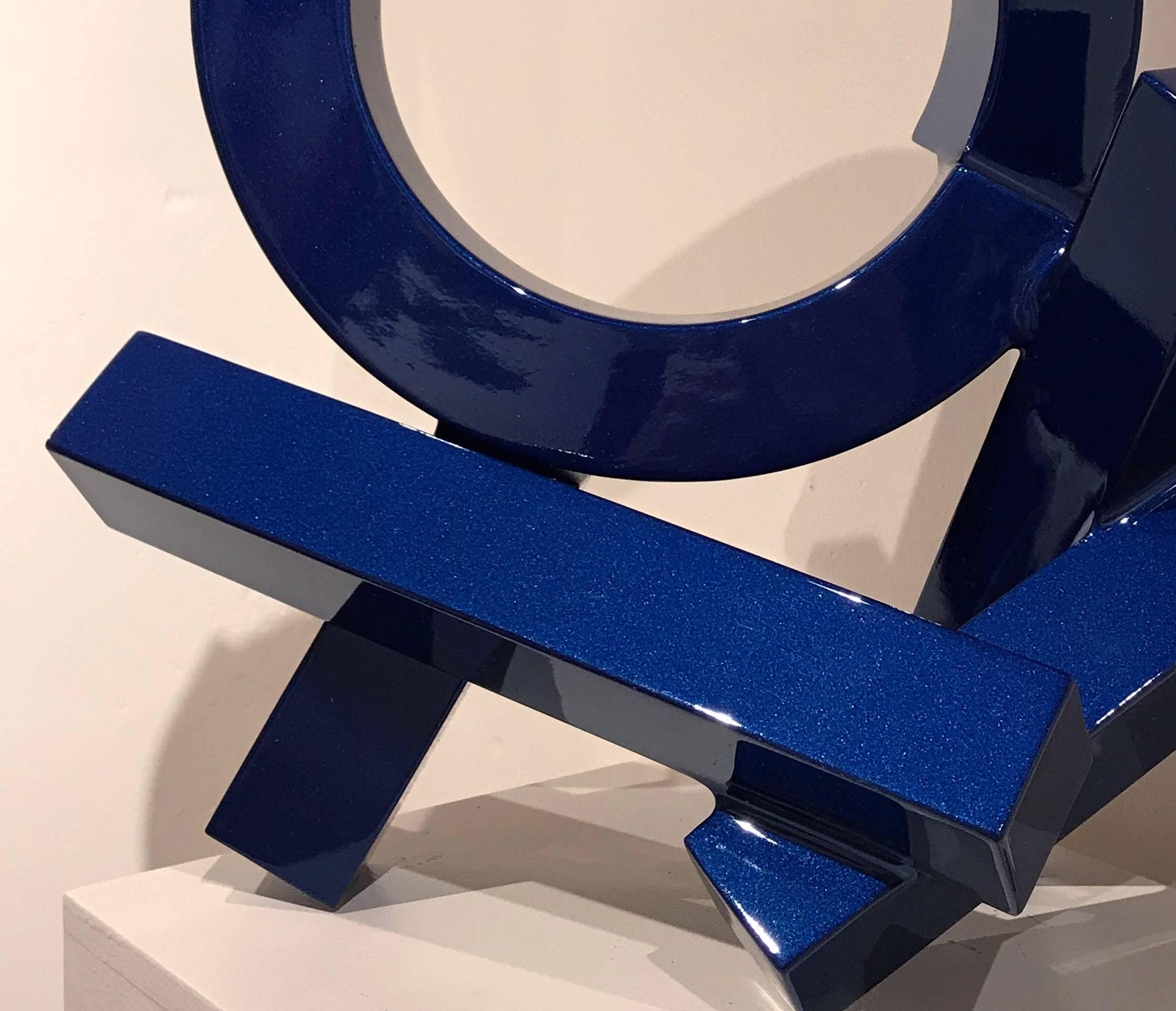 Blue Quadrilateral - Sculpture by Rob Lorenson