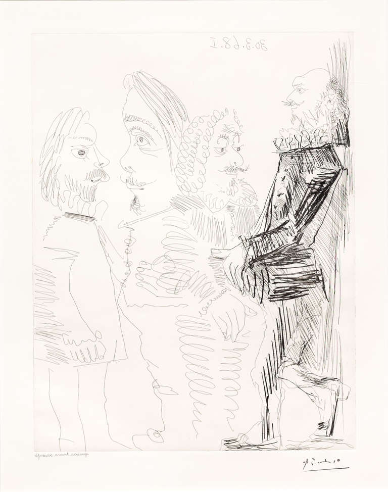 Quatre Hommes en Costume Rembranesque, from the 347 Series, 30 March, 1968 - Print by Pablo Picasso
